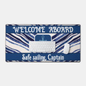 Summer Navy Blue Boat Popular Stripes Collectie Bureaumat (Keyboard & Muis)
