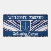 Summer Navy Blue Boat Popular Stripes Collectie Bureaumat (Voorkant)