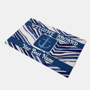 Summer Navy Blue Boat Popular Stripes Collectie Deurmat