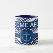 Summer Navy Blue Boat Popular Stripes Collectie Mok (Midden)