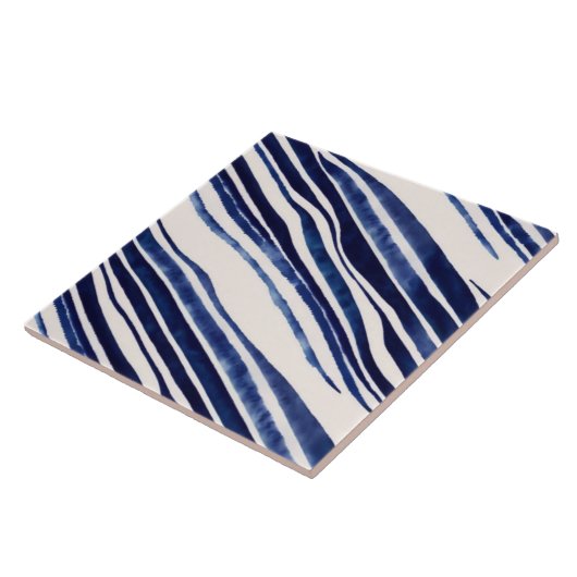 Summer Navy Blue Boat Popular Stripes Collectie Tegeltje (Zijkant)