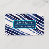 Summer Navy Blue Boat Popular Stripes Collectie Visitekaartje (Voorkant)