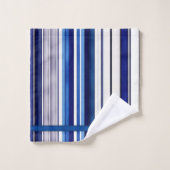 Summer Navy Blue Boat Trendy Stripes Collectie Bad Handdoek (Wasdoekje)