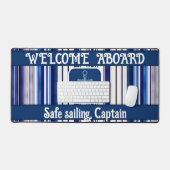 Summer Navy Blue Boat Trendy Stripes Collectie Bureaumat (Keyboard & Muis)