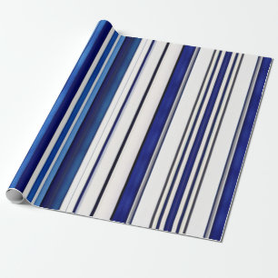 Summer Navy Blue Boat Trendy Stripes Collectie Cadeaupapier