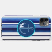 Summer Navy Blue Boat Trendy Stripes Collectie Case-Mate iPhone Case (Achterkant (horizontaal))