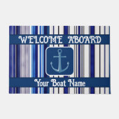 Summer Navy Blue Boat Trendy Stripes Collectie Deurmat (Voorkant)