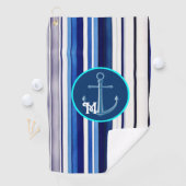 Summer Navy Blue Boat Trendy Stripes Collectie Golfhanddoek (Insitu)