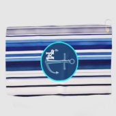 Summer Navy Blue Boat Trendy Stripes Collectie Golfhanddoek (Horizontaal)