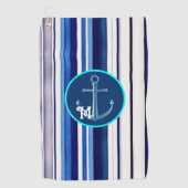 Summer Navy Blue Boat Trendy Stripes Collectie Golfhanddoek (Voorkant)