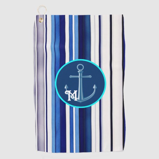 Summer Navy Blue Boat Trendy Stripes Collectie Golfhanddoek (Voorkant)