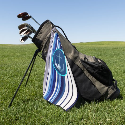 Summer Navy Blue Boat Trendy Stripes Collectie Golfhanddoek (Groen)