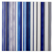 Summer Navy Blue Boat Trendy Stripes Collectie Tegeltje (Voorkant)