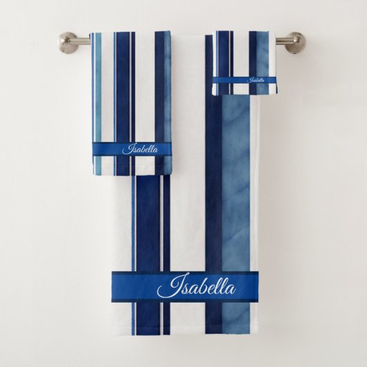 Summer Navy Blue Popular Boat Stripes Collectie Bad Handdoek (Insitu)
