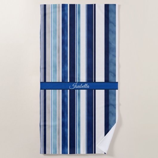 Summer Navy Blue Popular Boat Stripes Collectie Strandlaken (Voorkant)