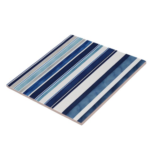 Summer Navy Blue Popular Boat Stripes Collectie Tegeltje (Zijkant)