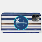 Summer Navy Blue Trendy Boat Stripes Collectie Case-Mate iPhone Case (Achterkant (horizontaal))