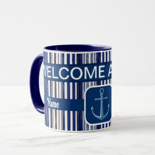 Summer Navy Blue Trendy Boat Stripes Collectie Mok