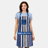 Summer Navy Blue Trendy Boat Stripes Collectie Schort (Gedragen)