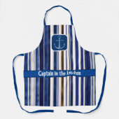 Summer Navy Blue Trendy Boat Stripes Collectie Schort (Voorkant)