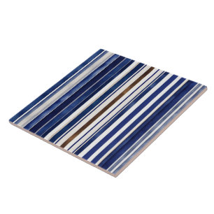 Summer Navy Blue Trendy Boat Stripes Collectie Tegeltje