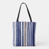 Summer Navy Blue Trendy Boat Stripes Collectie Tote Bag (Achterkant)