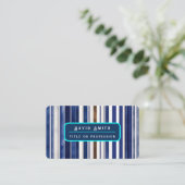 Summer Navy Blue Trendy Boat Stripes Collectie Visitekaartje (Staand voorkant)