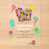 Summer Neighborhood BBQ Block Party Acryl Uitnodigingen (Voorkant)