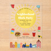 Summer Neighborhood Block Party Acryl Uitnodigingen (Voorkant)