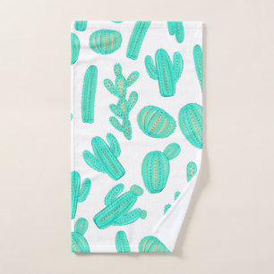 Summer Neon Blauwgroen Groene Tropische Cactus Pla Handdoek