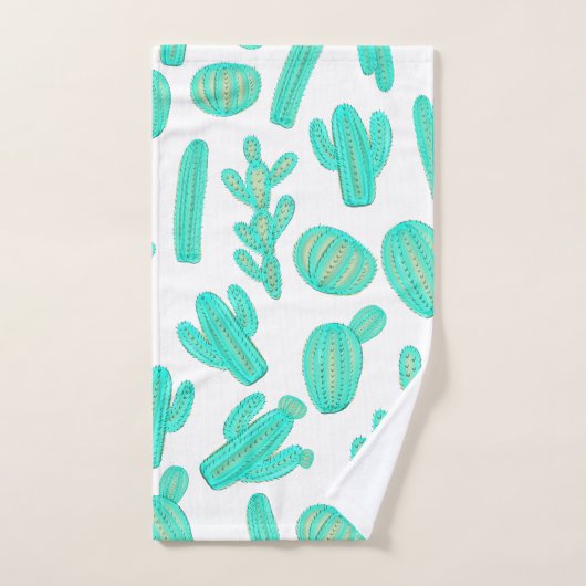 Summer Neon Blauwgroen Groene Tropische Cactus Pla Handdoek (Handdoek)