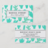 Summer Neon Blauwgroen Groene Tropische Cactus Pla Visitekaartje (Voorkant / Achterkant)