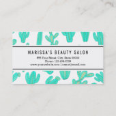 Summer Neon Blauwgroen Groene Tropische Cactus Pla Visitekaartje (Achterkant)