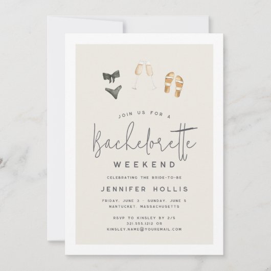 Summer Neutrals Bachelorette Weekend Itinerary & Kaart (Voorkant)