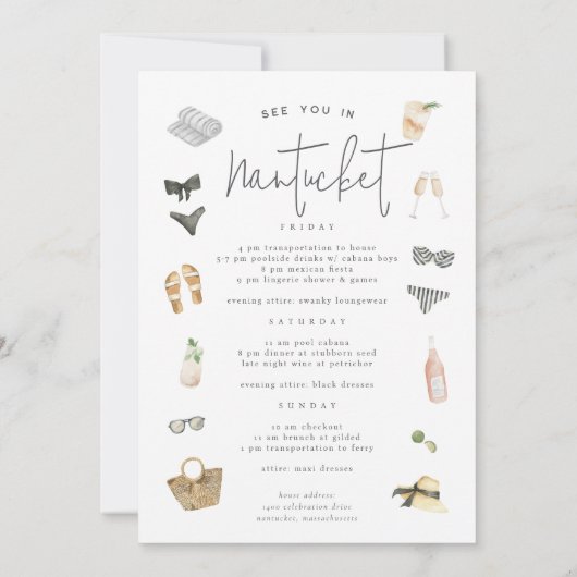 Summer Neutrals Bachelorette Weekend Itinerary & Kaart (Achterkant)