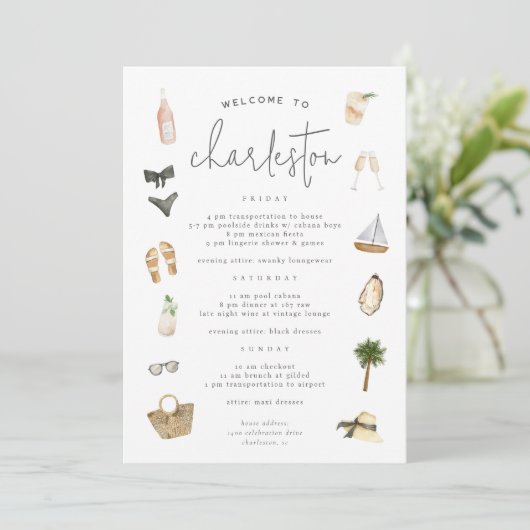 Summer Neutrals Bachelorette Weekend Itinerary Kaart (Staand voorkant)