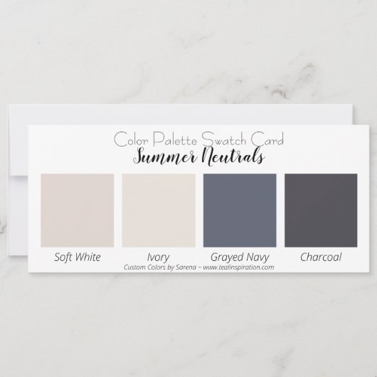 Summer Neutrals Color Palette Swatch Card Kaart (Voorkant)
