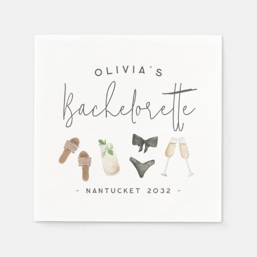Summer Neutrals Personalized Bachelorette Party Servet (Voorkant)