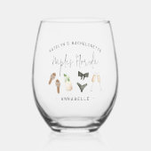 Summer Neutrals Personalized Bachelorette Party Wijnglas Zonder Voet (Voorkant)