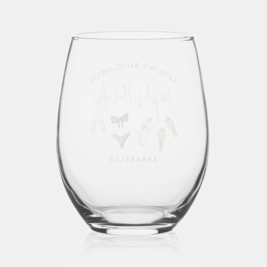 Summer Neutrals Personalized Bachelorette Party Wijnglas Zonder Voet (Achterkant)
