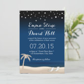 Summer Night Beach Wedding Invitting Kaart (Staand voorkant)