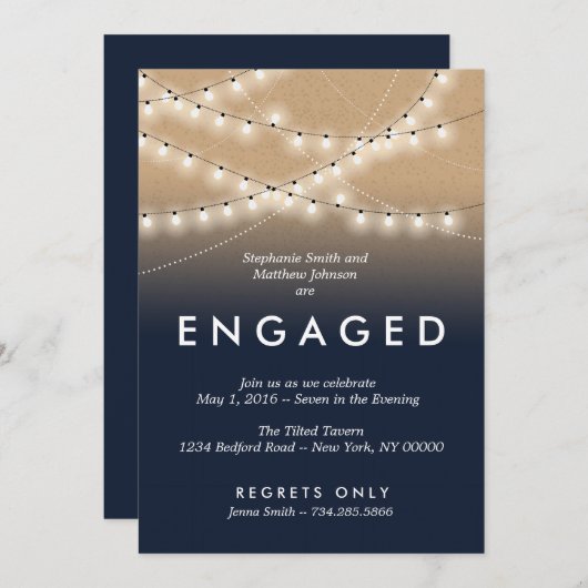 Summer Night Lights Engagement Party | Weddenschap Kaart (Voorkant / Achterkant)