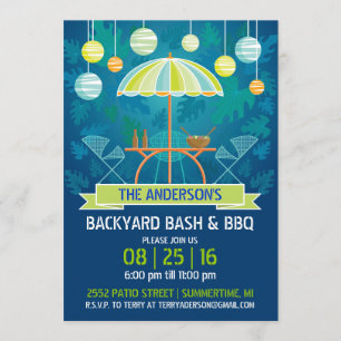 Summer Night Patio Party Invitation Kaart