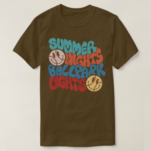 Summer Nights And Ballpark Lights Baseball Softbal T-shirt (Design voorkant)