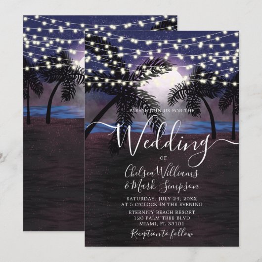 Summer Nights Beach Wedding Kaart (Voorkant / Achterkant)