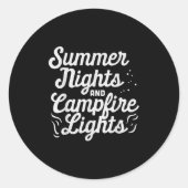 Summer Nights Campfire Lights Funny Camping Camp L Ronde Sticker (Voorkant)