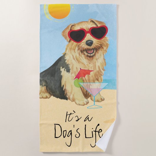 Summer Norfolk Terrier Beach Towel Strandlaken (Voorkant)