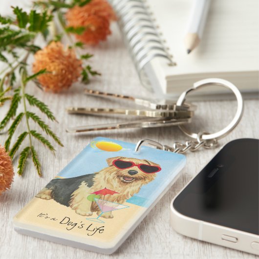 Summer Norfolk Terrier Sleutelhanger (Voorkant Rechts)