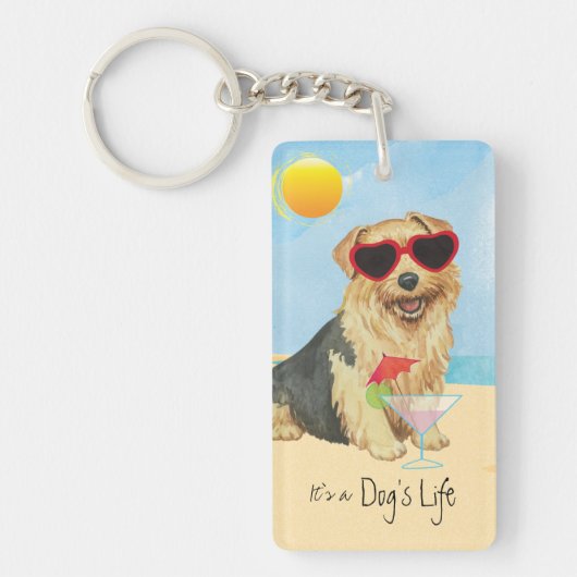 Summer Norfolk Terrier Sleutelhanger (Voorkant)