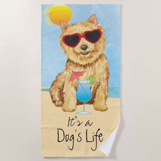 Summer Norwich Terrier Beach Towel Strandlaken (Voorkant)